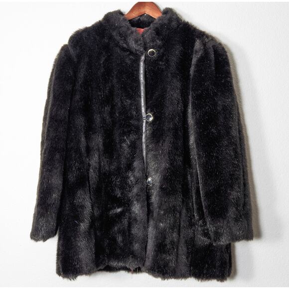Source Unknown Jackets & Blazers - Source Unknown Faux Fur Coat Size L Black Chic Elegant Evening Luxe